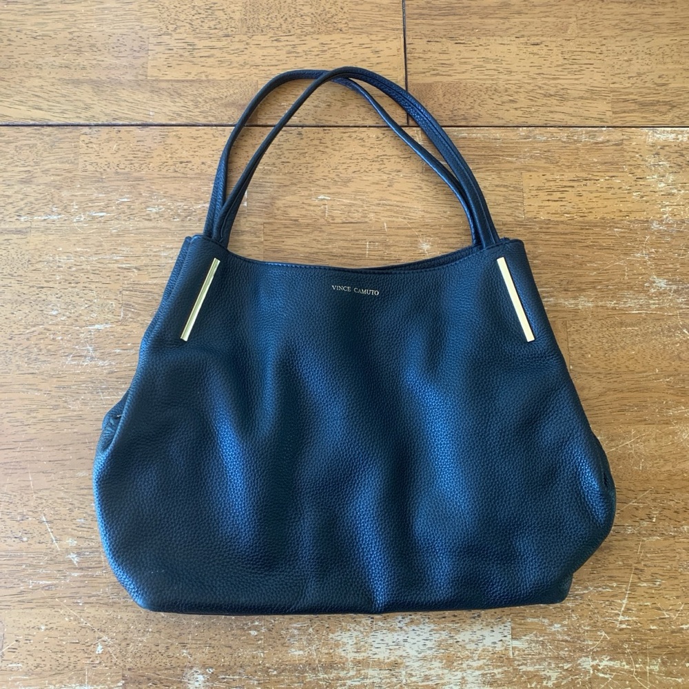 Vince Camuto Black Leather Tote Bag